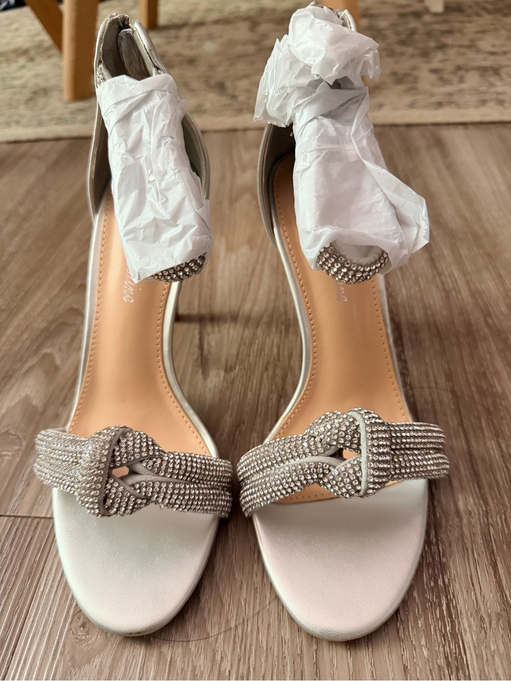 Brand New - Lauren Lorraine Drew Rhinestone Knot Ankle-Strap Heels - 7